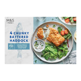 M&S 4 Battered Chunky Haddock Fillets Frozen Seafood 600g