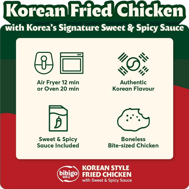 Bibigo Korean fried chicken with sweet and spicy sauce 350g - British product
