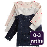 M&S Heart Print Cotton Tops Long Sleeve Navy Baby 0-3 Months