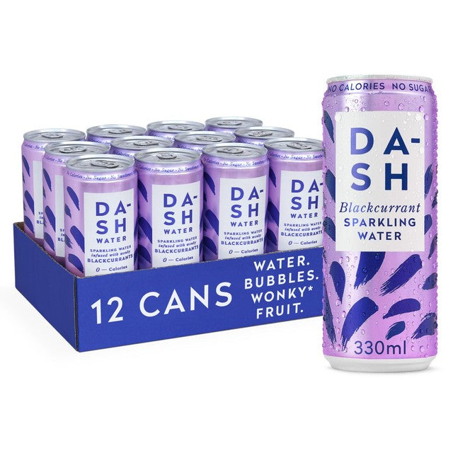 dash blackcurrant sparkling water cans 12x330ml - British product