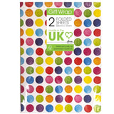 Deva Designs painted dots gift wrap paper 2 sheets (50cm x 70cm), imported from the UK