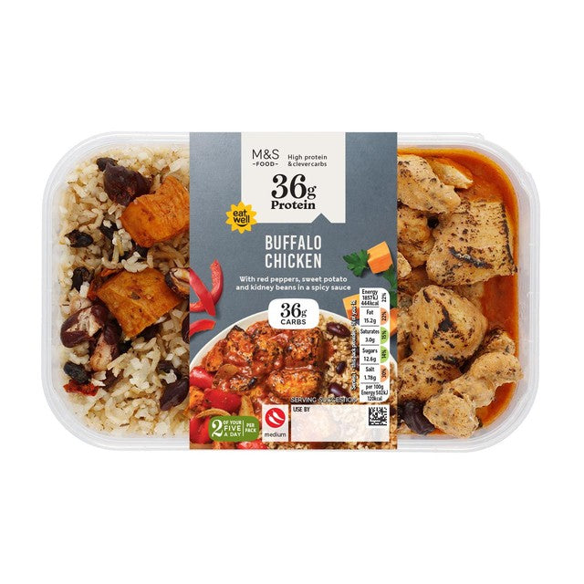 M&S High Protein Buffalo Chicken ready meal 370g, imported from the UK