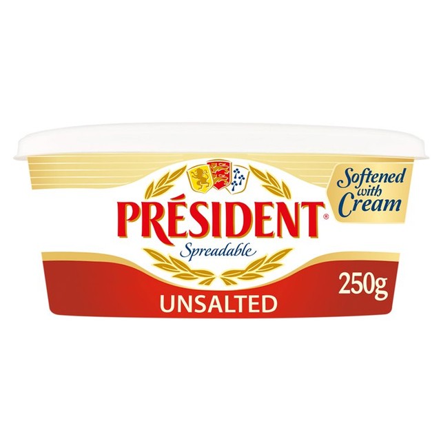 President spreadable butter French Unsalted 250g, imported from the UK