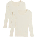 M&S Women's Heatgen Light Thermal Long Sleeve Tops Cream 2 Pack Size 14, imported from the UK