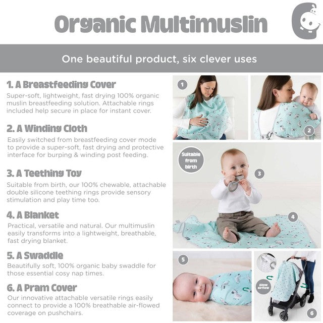 Cheeky Chompers 6 in 1 Multi Muslin Silver Stars