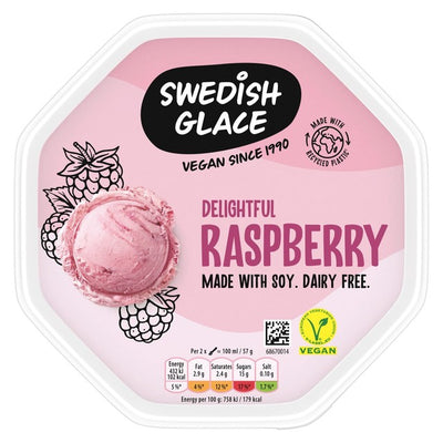 Swedish Glace Delightful Raspberry Vegan Ice Cream Tub 750ml