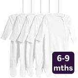 M&S Core Zip Footed Sleepsuit White Baby Sleepsuit 6-9 Months