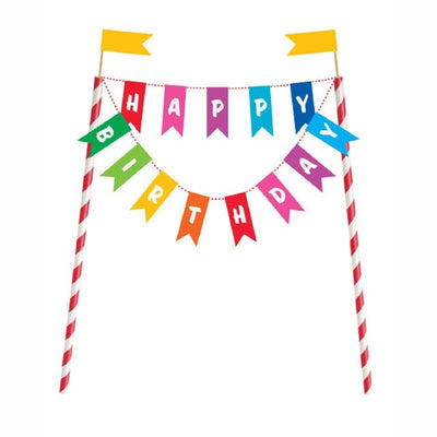Unique Party Rainbow Birthday Bunting Cake Topper 15cm x 20cm