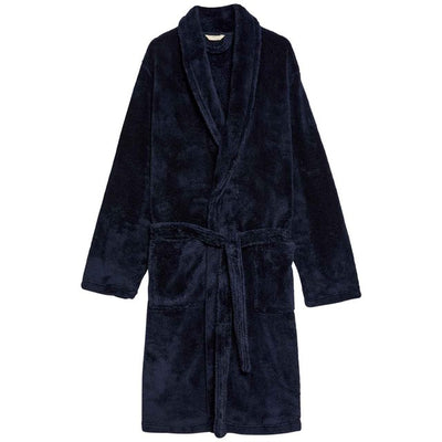 M&S Men's Supersoft Fleece Dressing Gown Navy XXL
