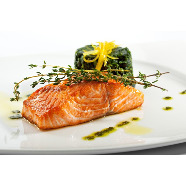 Russell's salmon fillets skin on mid/tail fillets 240g, imported from the UK