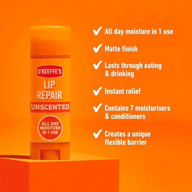 O'Keeffes unscented repair lip balm 4.2g, imported from the UK