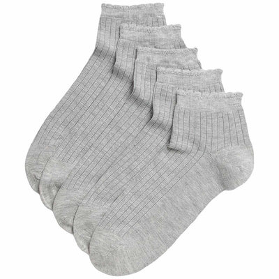 M&S Women's Seamless Ankle Socks 5 Pack, Size 6-8, Grey