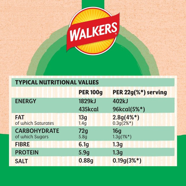 Walkers Baked salt and vinegar crisps 6 x 22g multipack (British brand)