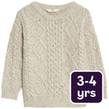 M&S Cable Knitted Jumper Neutral 3-4 Years, imported from the UK
