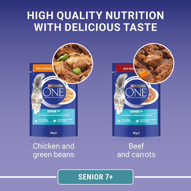 Purina One Senior cat food 8x85g, imported from the UK