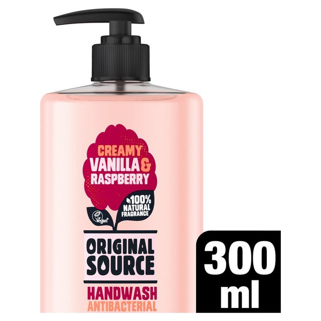 Original Source vanilla and raspberry antibacterial hand wash 300ml, imported from the UK