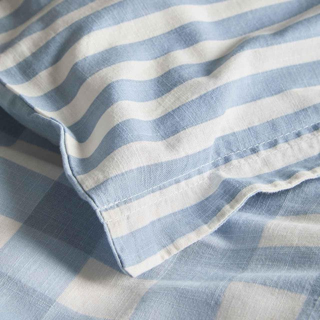 M&S blue gingham bedding set Super King size, imported from the UK
