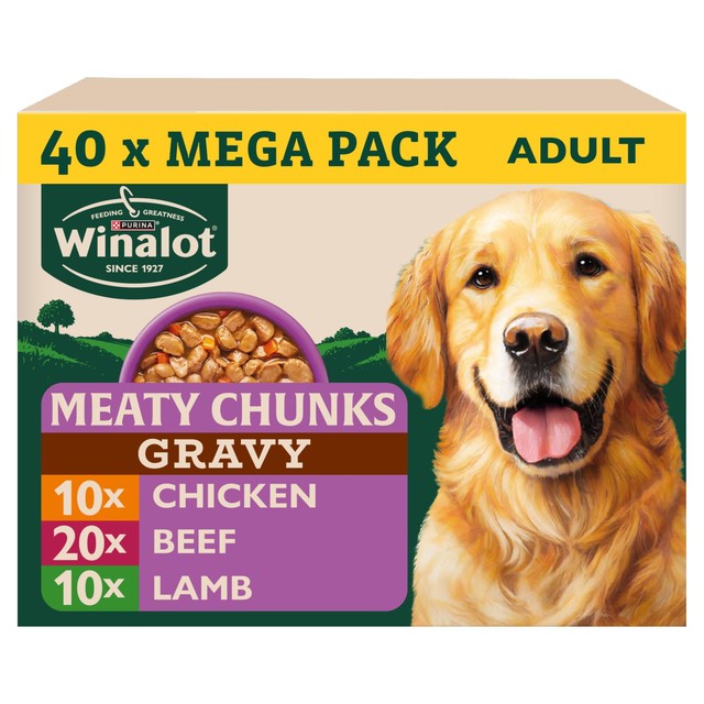 Winalot Meaty Chunks Mixed in Gravy wet dog food 40 x 100g (British brand)