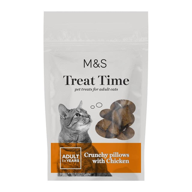 M&S Crunchy Pillows with Chicken cat treats 65g, imported from the UK