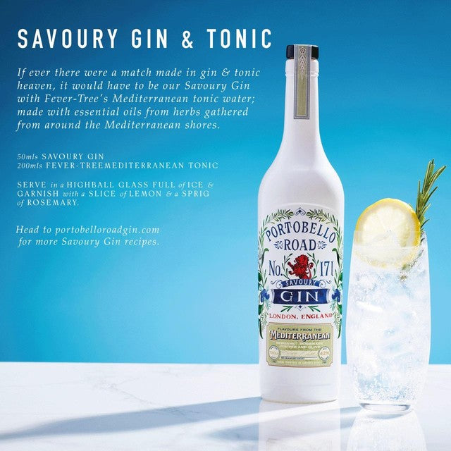 Portobello Savoury Gin 70cl, imported from the UK