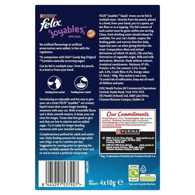 Felix Joyables Duck liquid cat treats 4 x 10g - British product