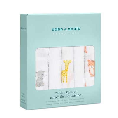 Aden + Anais Muslin Squares Safari Babes Baby Muslin Cloths 60x60cm