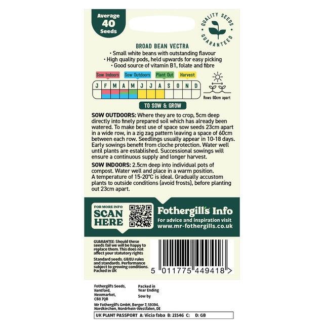 Mr Fothergills Seeds Oh Sow Simple broad bean seeds 40 seeds, imported from the UK