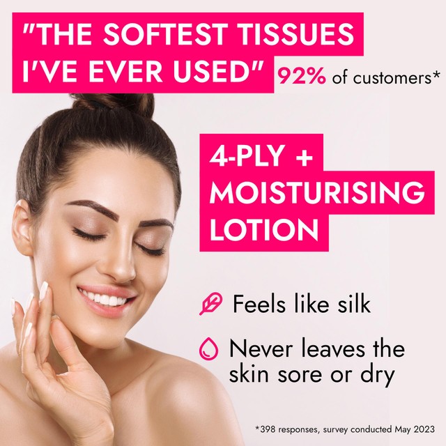 Tishoo Hyaluronic Acid-infused 4-Ply Ultra Soft Tissues Belgravia Designs 4-pack (British brand)