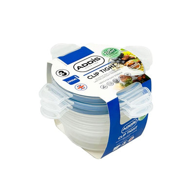 Addis Clip Tight Round Food Storage Containers 300ml Pack of 3