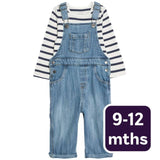 M&S Denim Dungaree Dark Denim Baby Outfit 9-12 Months