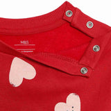 M&S baby heart print sweat outfit red, imported from the UK