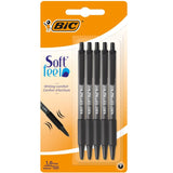 Soft Feel Retractable Ballpoint Pens Black Medium Point 1.0mm Pack of 5
