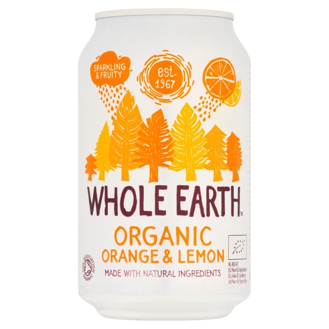 Whole Earth sparkling orange and lemon drink 330ml (British brand)