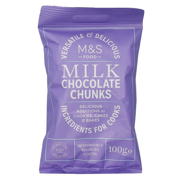 M&S milk chocolate chunks 100g, imported from the UK