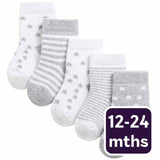 M&S Terry Stars Socks Grey Baby Socks 12-24 Months