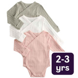 M&S Girls Pure Cotton Wrap Bodysuits Khaki 2-3 Y