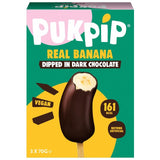 PUKPIP Real Banana Dipped in Dark Chocolate Frozen Vegan Snack 3 x 70g