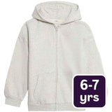 M&S Girls Cotton Rich Zip Hoodie Grey Marl 6-7 Years