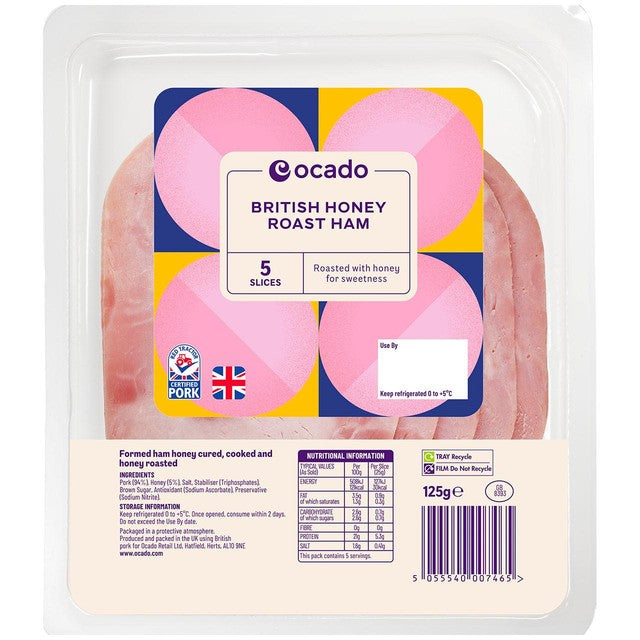 Ocado honey roast ham 5 slices, imported from the UK