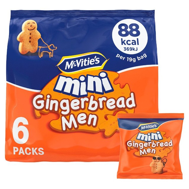 Mcvitie's Mini Gingerbread Men biscuits multipack, imported from the UK