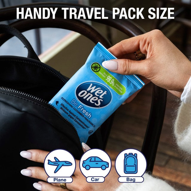Wet Ones Be Fresh Biodegradable Antibacterial hand wipes (British brand)