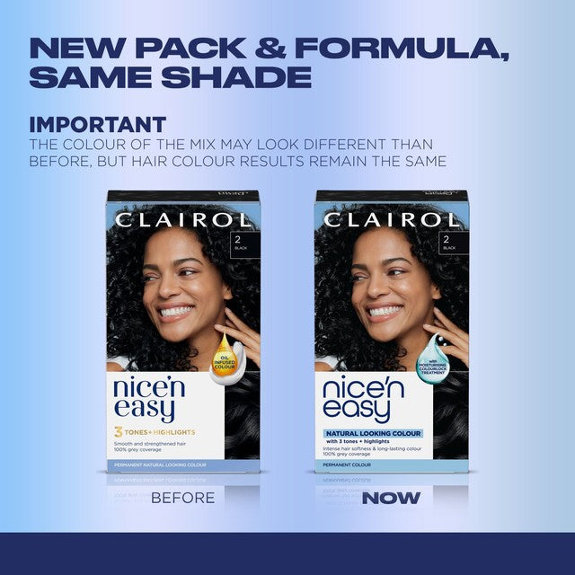 Clairol Nice'n Easy 2 Black hair dye box - British product