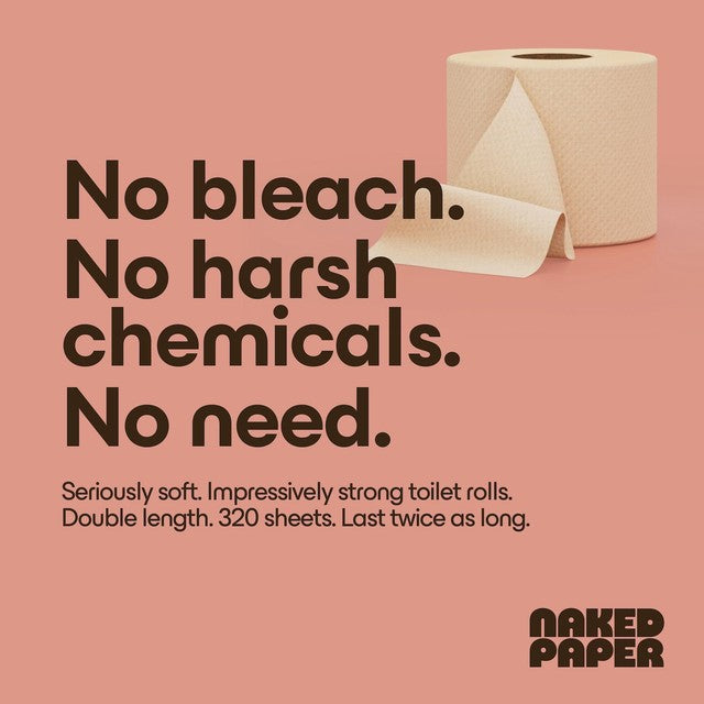 Naked Paper bamboo toilet paper 24 pack, imported from the UK