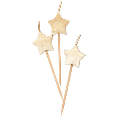 Unique Party Gold Star Birthday Stick Candles 6 Pack