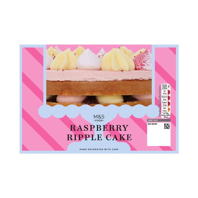 M&S Raspberry Ripple Cake 960g, imported from the UK