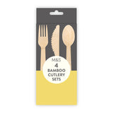 M&S Bamboo Cutlery Set for 4 People - 12 Piece Pack