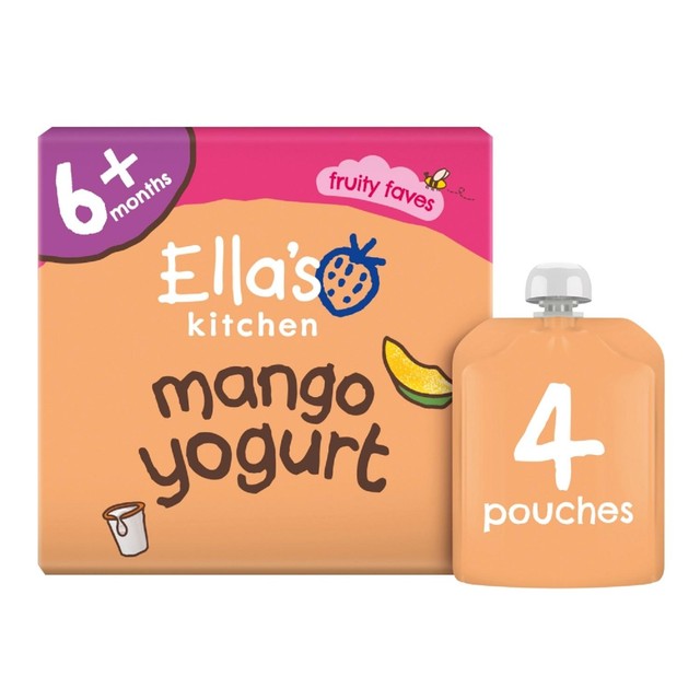 Ella's Kitchen organic mango Greek style yogurt baby food pouch 4 x 90g - British product