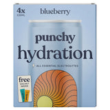 Punchy blueberry hydration sparkling drink 4 x 330ml cans, imported from the UK