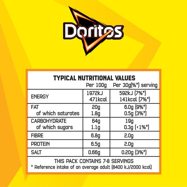 Doritos original salted tortilla chips 230g - British product