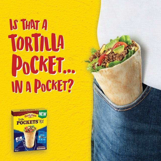 Old El Paso original tortilla pocket kit 375g, imported from the UK
